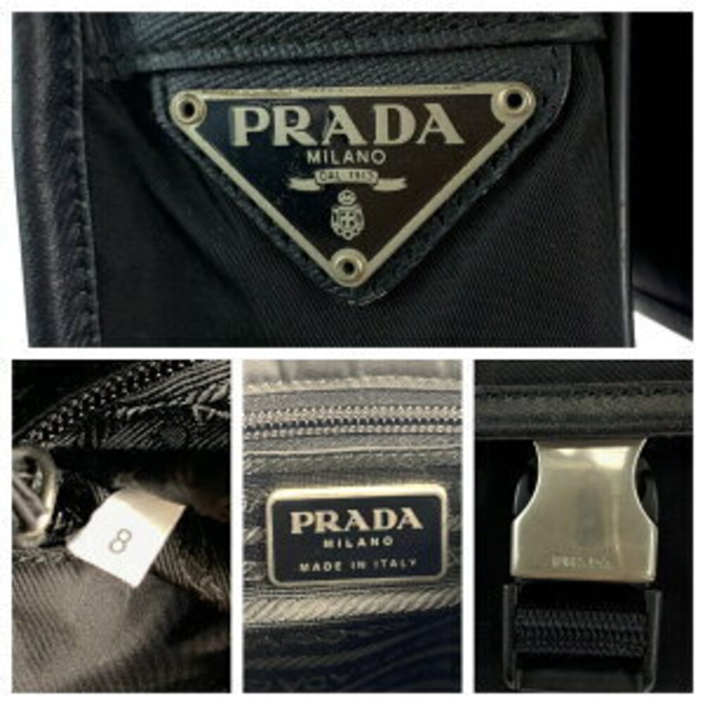 Prada triangular plate shoulder bag black nylon logo Tessuto - Picture 4 of 10